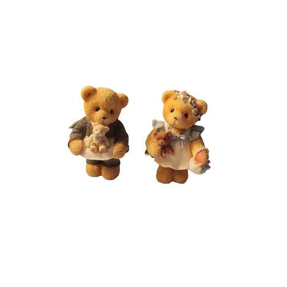1998 Enesco CHERISHED TEDDIES Flower Girl and Ring Bearer Wedding Bears 2 1/2" - Picture 1 of 7